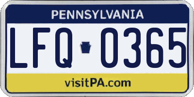 PA license plate LFQ0365