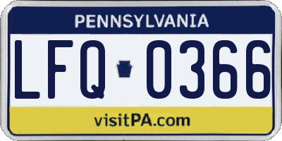 PA license plate LFQ0366
