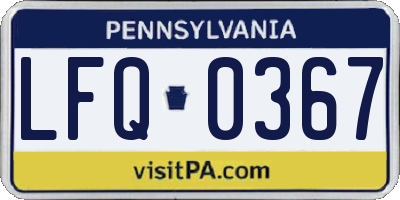 PA license plate LFQ0367