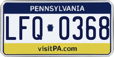 PA license plate LFQ0368