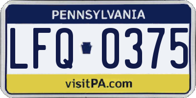 PA license plate LFQ0375
