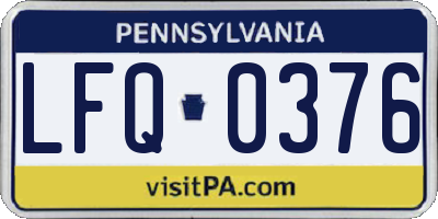 PA license plate LFQ0376
