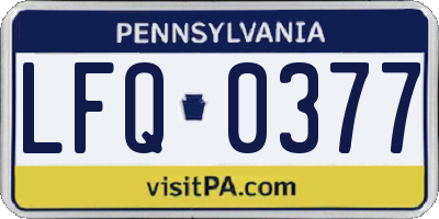 PA license plate LFQ0377