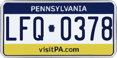 PA license plate LFQ0378