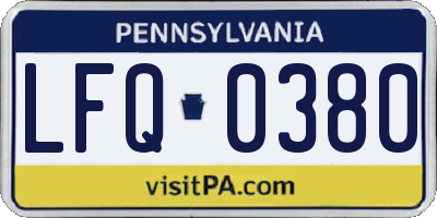 PA license plate LFQ0380