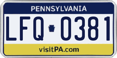 PA license plate LFQ0381
