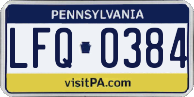 PA license plate LFQ0384