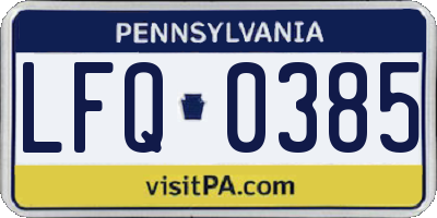 PA license plate LFQ0385
