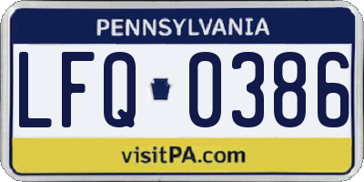 PA license plate LFQ0386