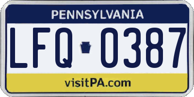 PA license plate LFQ0387