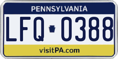PA license plate LFQ0388
