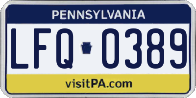 PA license plate LFQ0389