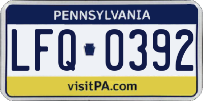 PA license plate LFQ0392