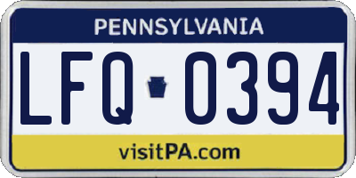 PA license plate LFQ0394