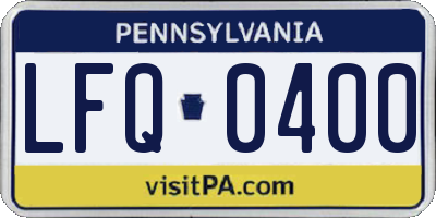 PA license plate LFQ0400