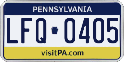 PA license plate LFQ0405
