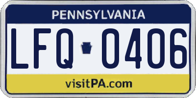 PA license plate LFQ0406