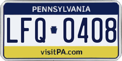 PA license plate LFQ0408