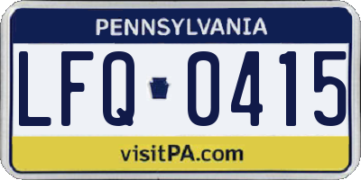 PA license plate LFQ0415