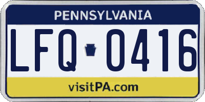 PA license plate LFQ0416