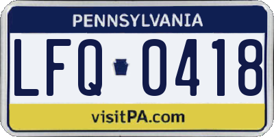 PA license plate LFQ0418
