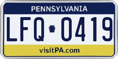 PA license plate LFQ0419