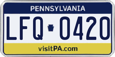 PA license plate LFQ0420