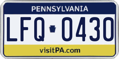 PA license plate LFQ0430