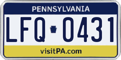 PA license plate LFQ0431