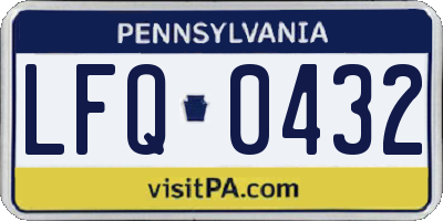 PA license plate LFQ0432