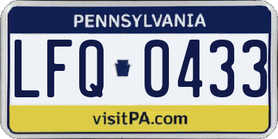 PA license plate LFQ0433