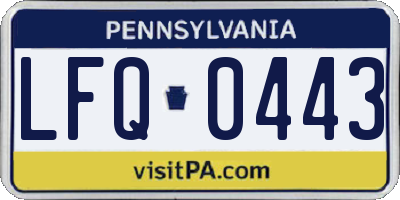 PA license plate LFQ0443