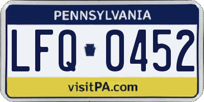 PA license plate LFQ0452