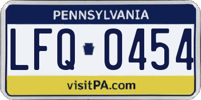PA license plate LFQ0454