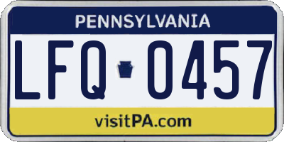 PA license plate LFQ0457