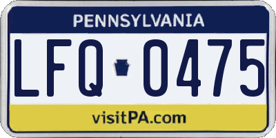 PA license plate LFQ0475