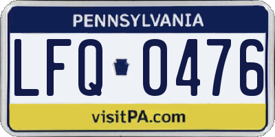 PA license plate LFQ0476