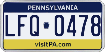 PA license plate LFQ0478