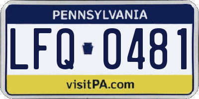 PA license plate LFQ0481