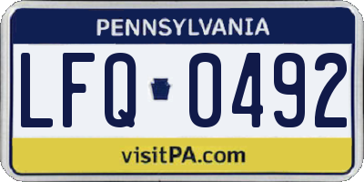 PA license plate LFQ0492