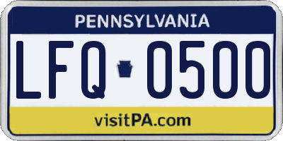 PA license plate LFQ0500