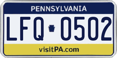PA license plate LFQ0502