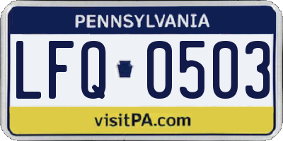 PA license plate LFQ0503