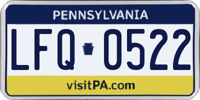 PA license plate LFQ0522
