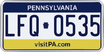 PA license plate LFQ0535