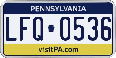 PA license plate LFQ0536