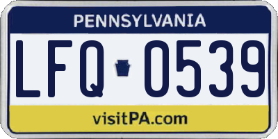 PA license plate LFQ0539