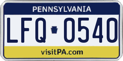 PA license plate LFQ0540
