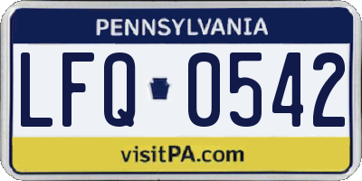 PA license plate LFQ0542
