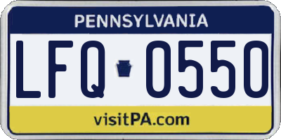 PA license plate LFQ0550